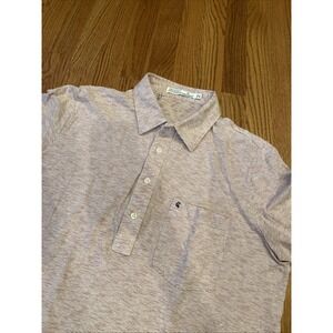 Criquet Men's Linen Blend Polo 4 Button Rust Pink Red Striped Size Medium